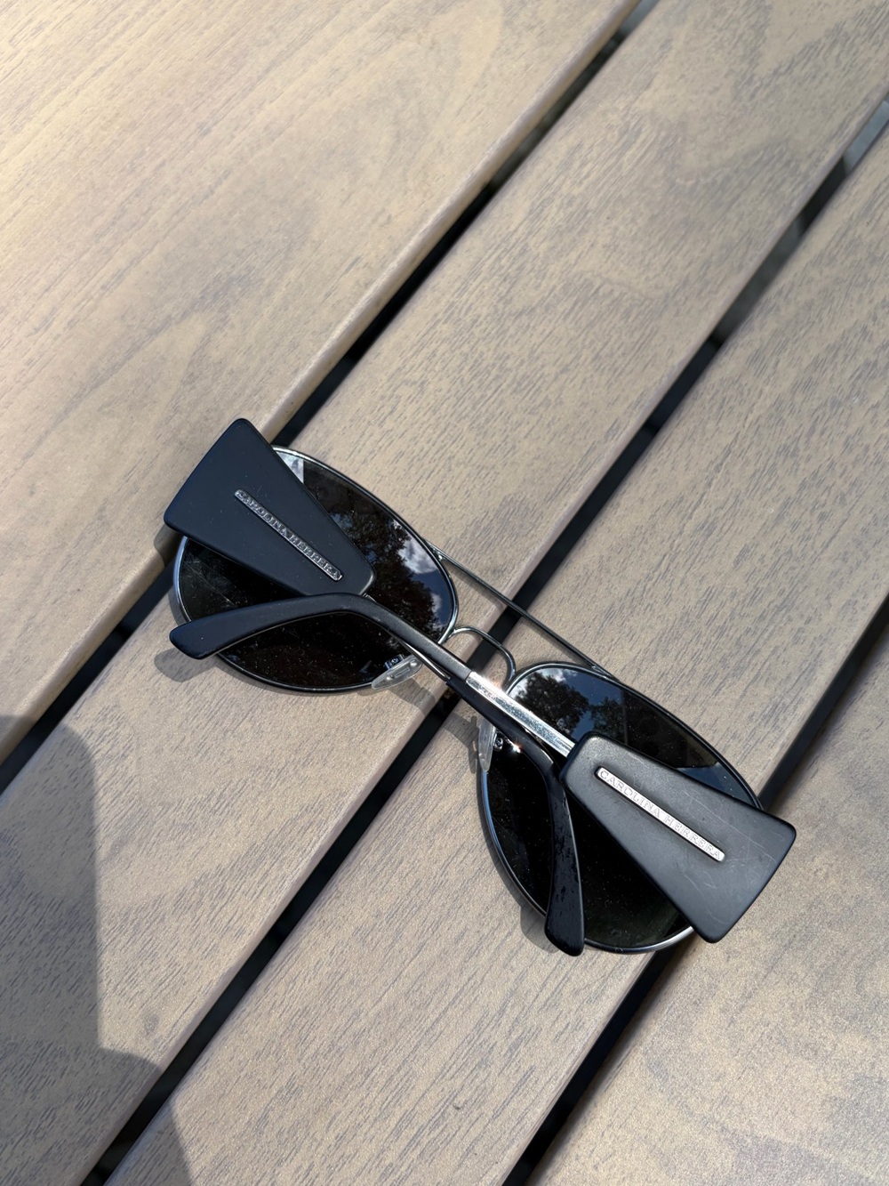 Carolina Herrera Aviator Sunglasses with Branded Temples